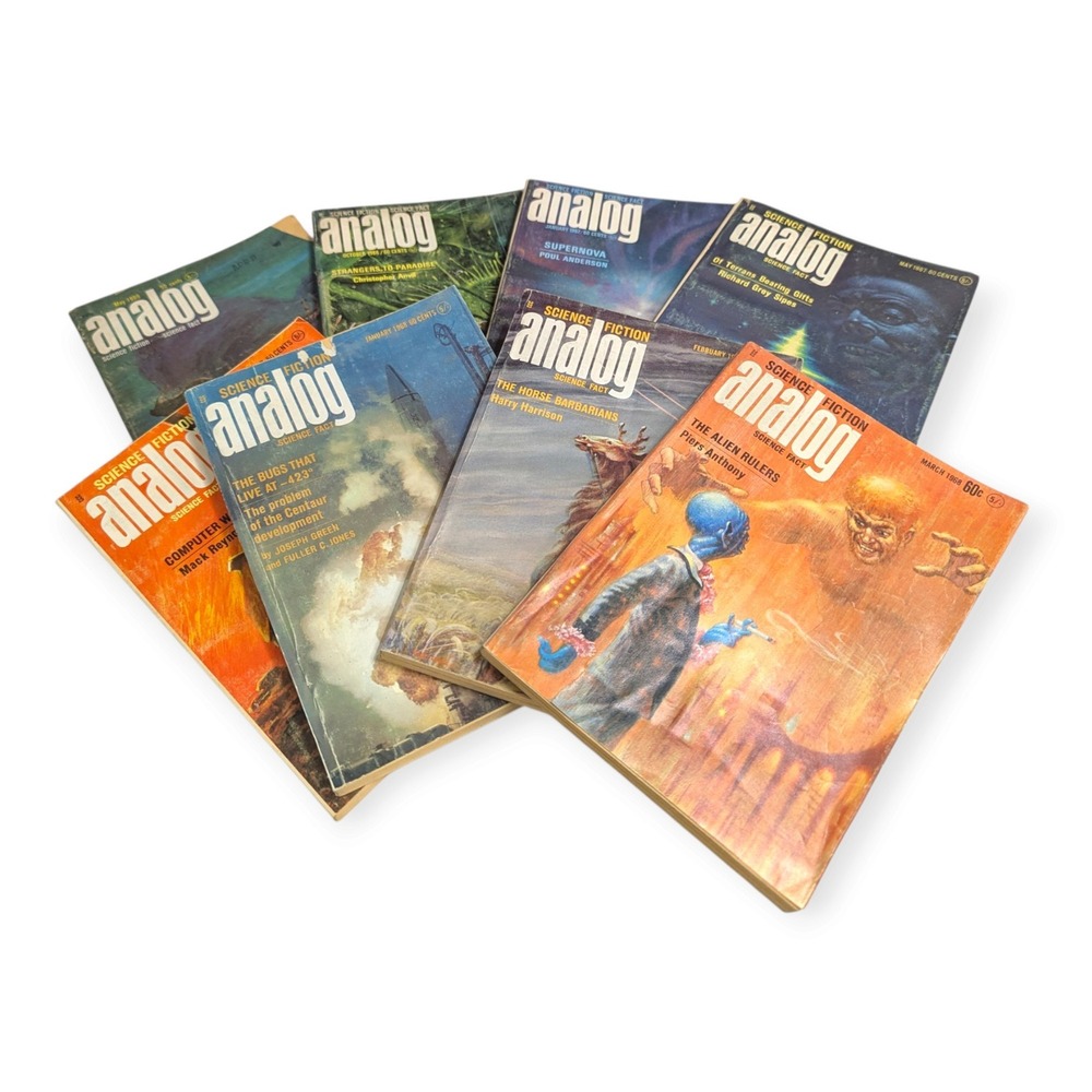 Analog Science Fiction Science Fact Magazine Lot 8 Issues 1965-1968 Vintage